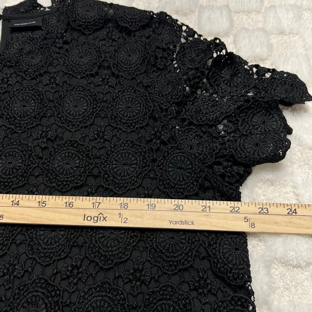 Who What Wear XXL Black Crochet Lace Blouse Scalloped Hem - Picture 6 of 8